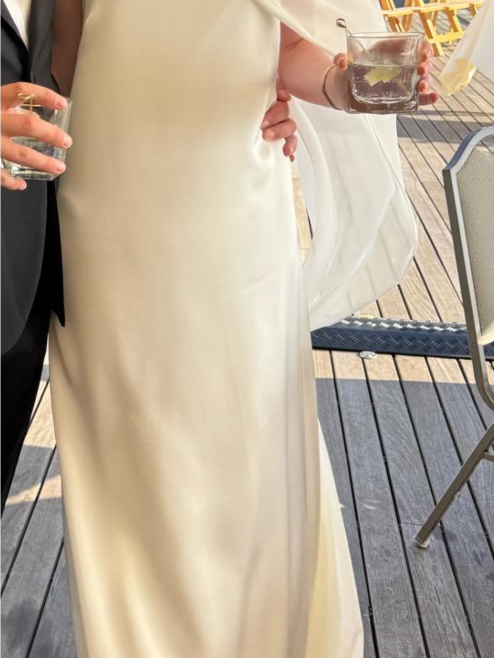Tempete square neck wedding dress and knot scarf size s - Picture 4 of 8
